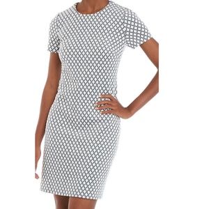 Calvin Klein Short Sleeve Diamond Ponte Dress black and white 6